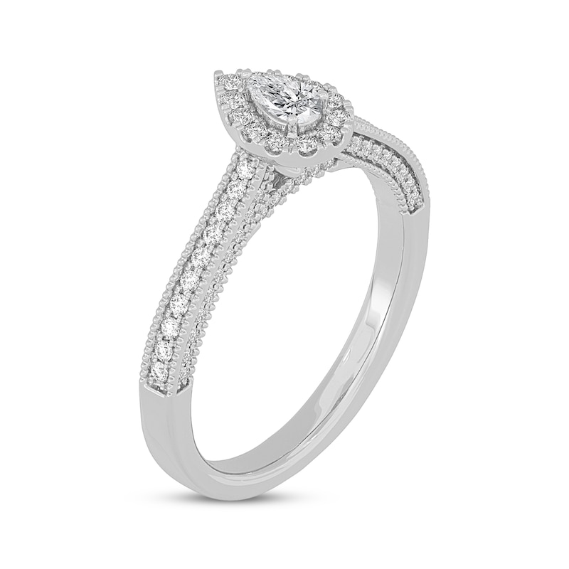 Main Image 2 of Adore Pear-Shaped Diamond Halo Vintage-Inspired Engagement Ring 1/2 ct tw 14K White Gold