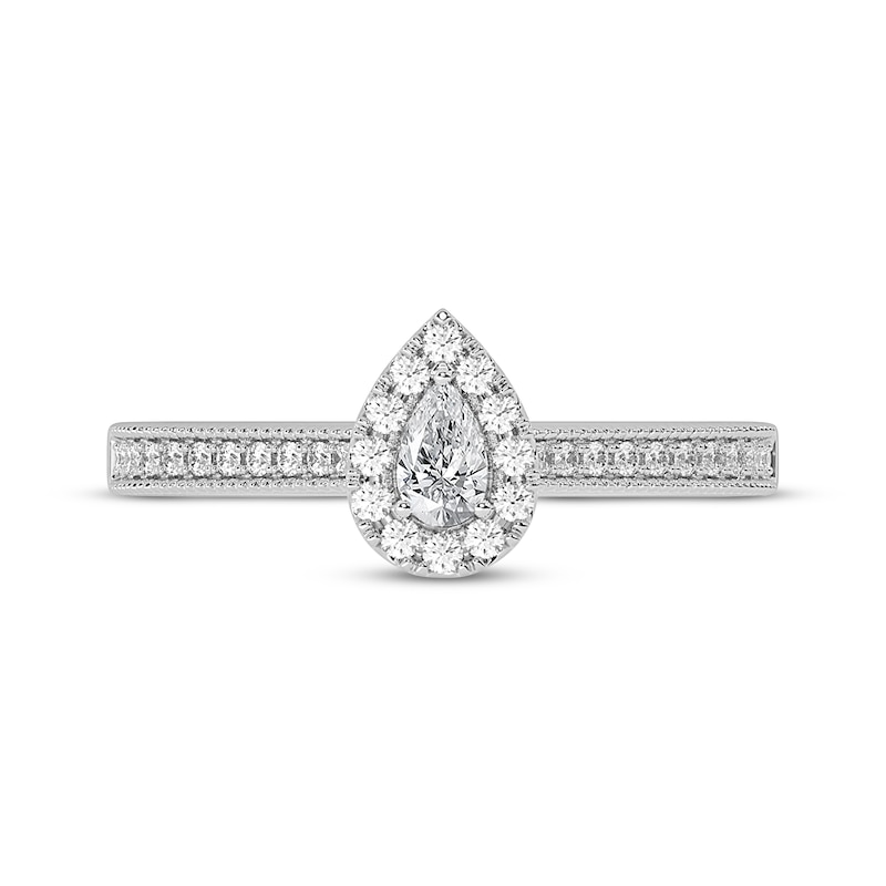 Main Image 3 of Adore Pear-Shaped Diamond Halo Vintage-Inspired Engagement Ring 1/2 ct tw 14K White Gold