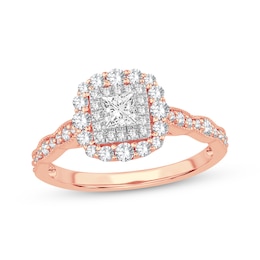 Adore Princess-Cut Diamond Vintage-Inspired Engagement Ring 3/4 ct tw 14K Rose Gold