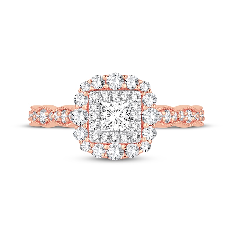 Main Image 3 of Adore Princess-Cut Diamond Vintage-Inspired Engagement Ring 3/4 ct tw 14K Rose Gold
