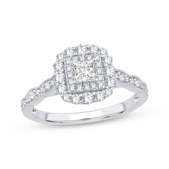 Adore Princess-Cut Diamond Vintage-Inspired Engagement Ring 3/4 ct tw 14K White Gold