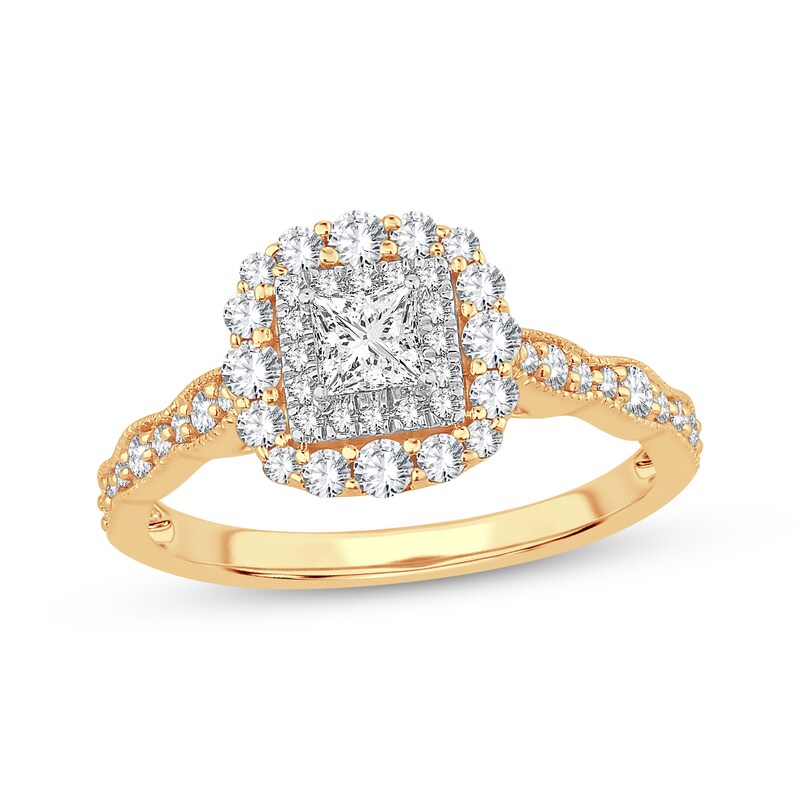Main Image 1 of Adore Princess-Cut Diamond Vintage-Inspired Engagement Ring 3/4 ct tw 14K Yellow Gold