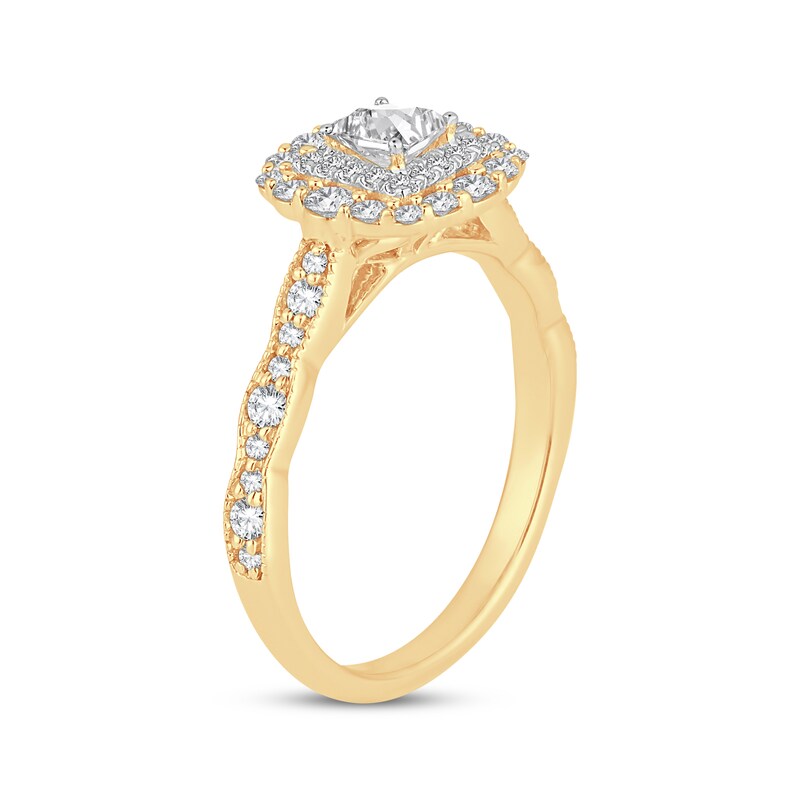Main Image 2 of Adore Princess-Cut Diamond Vintage-Inspired Engagement Ring 3/4 ct tw 14K Yellow Gold