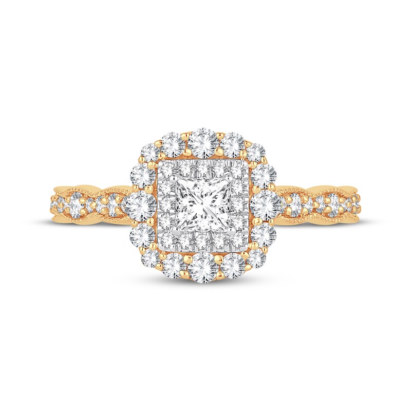 Main Image 3 of Adore Princess-Cut Diamond Vintage-Inspired Engagement Ring 3/4 ct tw 14K Yellow Gold