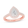 Thumbnail Image 1 of Adore Pear-Shaped Diamond Double Halo Engagement Ring 5/8 ct tw 14K Rose Gold