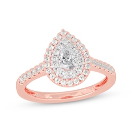 Adore Pear-Shaped Diamond Double Halo Engagement Ring 5/8 ct tw 14K Rose Gold