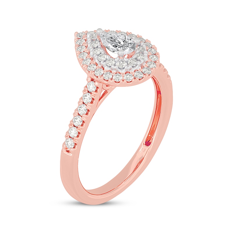 Main Image 2 of Adore Pear-Shaped Diamond Double Halo Engagement Ring 5/8 ct tw 14K Rose Gold