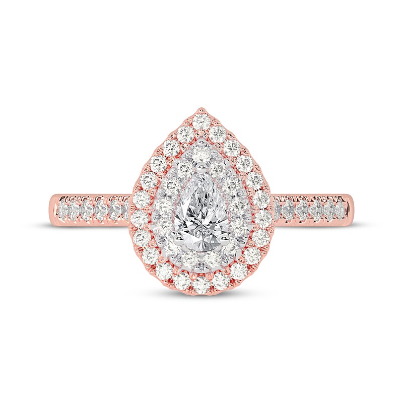 Main Image 3 of Adore Pear-Shaped Diamond Double Halo Engagement Ring 5/8 ct tw 14K Rose Gold