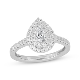 Adore Pear-Shaped Diamond Double Halo Engagement Ring 5/8 ct tw 14K White Gold