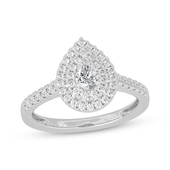 Adore Pear-Shaped Diamond Double Halo Engagement Ring 5/8 ct tw 14K White Gold
