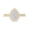 Pear-Shaped Diamond Double Halo Engagement Ring 5/8 ct tw 14K Yellow Gold