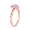 Pear-Shaped Diamond Arabesque Halo Engagement Ring 1/2 ct tw 14K Rose Gold
