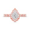 Pear-Shaped Diamond Arabesque Halo Engagement Ring 1/2 ct tw 14K Rose Gold