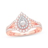 Thumbnail Image 0 of Pear-Shaped Diamond Double Halo Engagement Ring 3/4 ct tw 14K Rose Gold