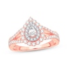 Thumbnail Image 1 of Adore Pear-Shaped Diamond Double Halo Engagement Ring 3/4 ct tw 14K Rose Gold