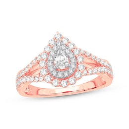 Adore Pear-Shaped Diamond Double Halo Engagement Ring 3/4 ct tw 14K Rose Gold