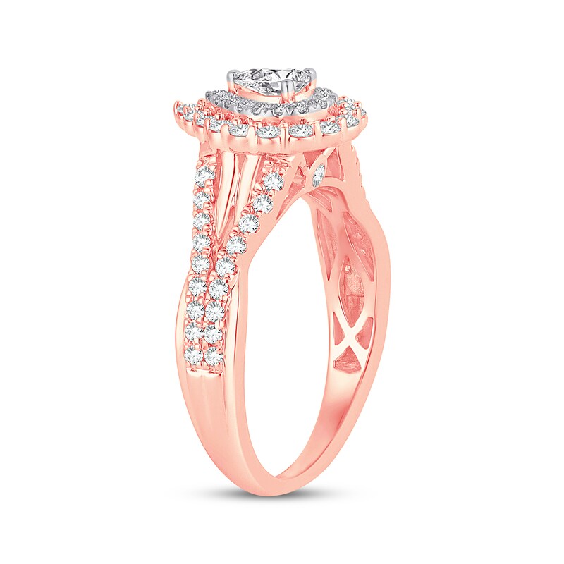 Main Image 2 of Adore Pear-Shaped Diamond Double Halo Engagement Ring 3/4 ct tw 14K Rose Gold