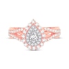 Thumbnail Image 3 of Adore Pear-Shaped Diamond Double Halo Engagement Ring 3/4 ct tw 14K Rose Gold