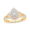 Thumbnail Image 1 of Adore Pear-Shaped Diamond Double Halo Engagement Ring 3/4 ct tw 14K Yellow Gold