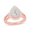 Pear-Shaped Diamond Halo Engagement Ring 1 ct tw 14K Rose Gold
