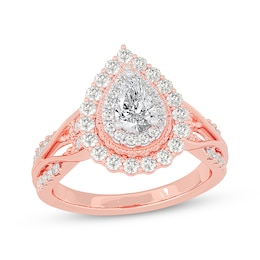 Adore Pear-Shaped Diamond Halo Engagement Ring 1 ct tw 14K Rose Gold