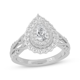 Adore Pear-Shaped Diamond Halo Engagement Ring 1 ct tw 14K White Gold