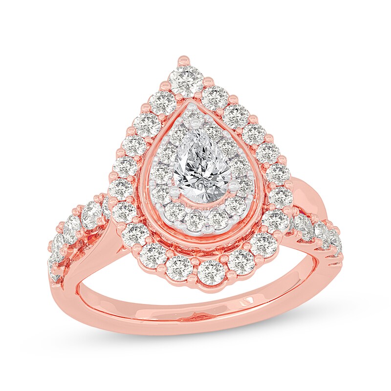 Main Image 1 of Adore Pear-Shaped Engagement Ring 1-1/2 ct tw 14K Rose Gold