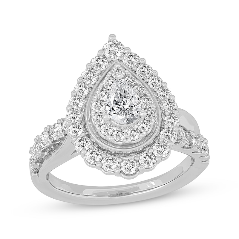 Main Image 1 of Adore Pear-Shaped Engagement Ring 1-1/2 ct tw 14K White Gold