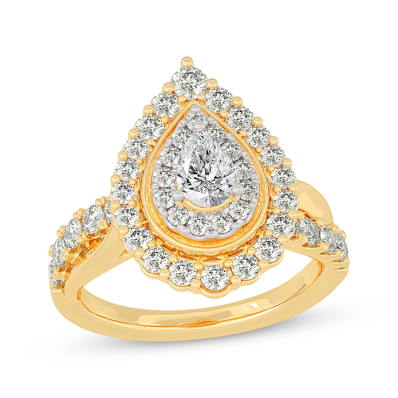 Main Image 1 of Adore Pear-Shaped Engagement Ring 1-1/2 ct tw 14K Yellow Gold
