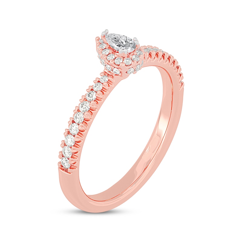 Pear-Shaped Diamond Halo Engagement Ring 3/8 ct tw 14K Rose Gold