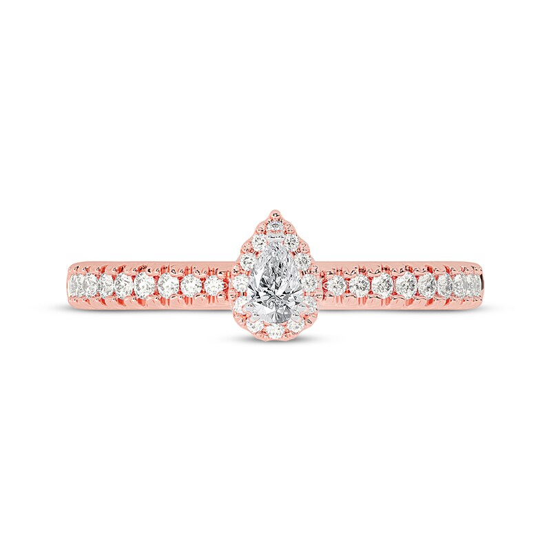 Pear-Shaped Diamond Halo Engagement Ring 3/8 ct tw 14K Rose Gold