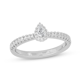 Adore Pear-Shaped Diamond Halo Engagement Ring 3/8 ct tw 14K White Gold