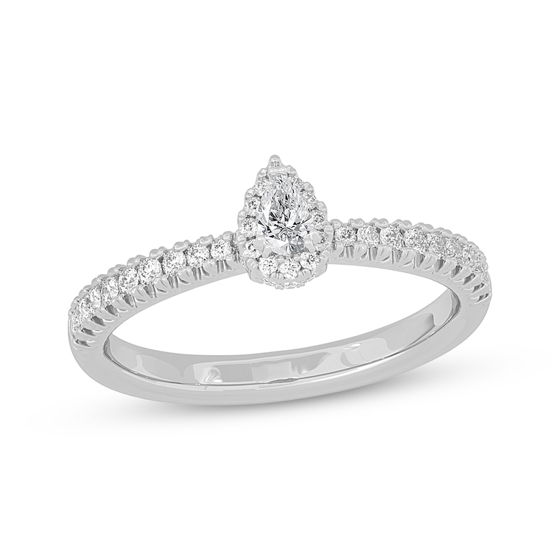 Main Image 1 of Adore Pear-Shaped Diamond Halo Engagement Ring 3/8 ct tw 14K White Gold