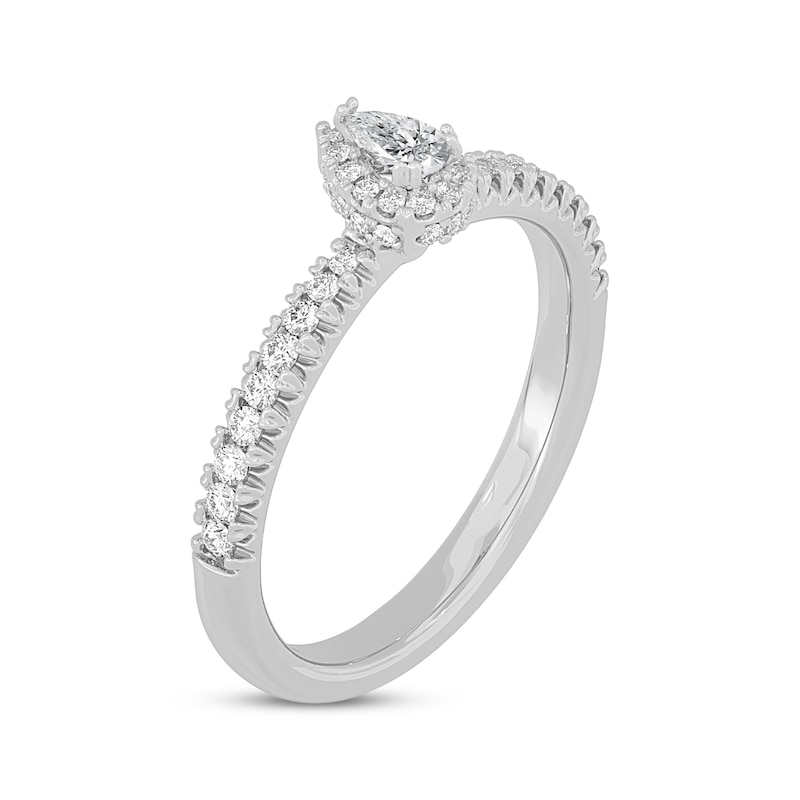 Main Image 2 of Adore Pear-Shaped Diamond Halo Engagement Ring 3/8 ct tw 14K White Gold