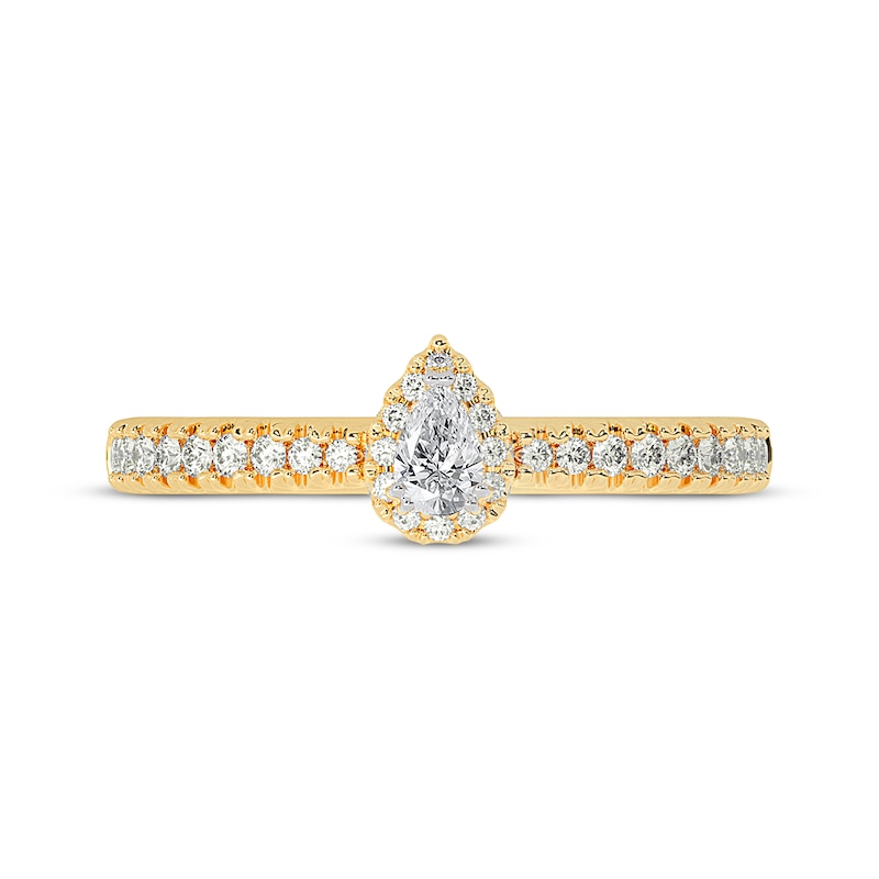 Pear-Shaped Diamond Halo Engagement Ring 3/8 ct tw 14K Yellow Gold