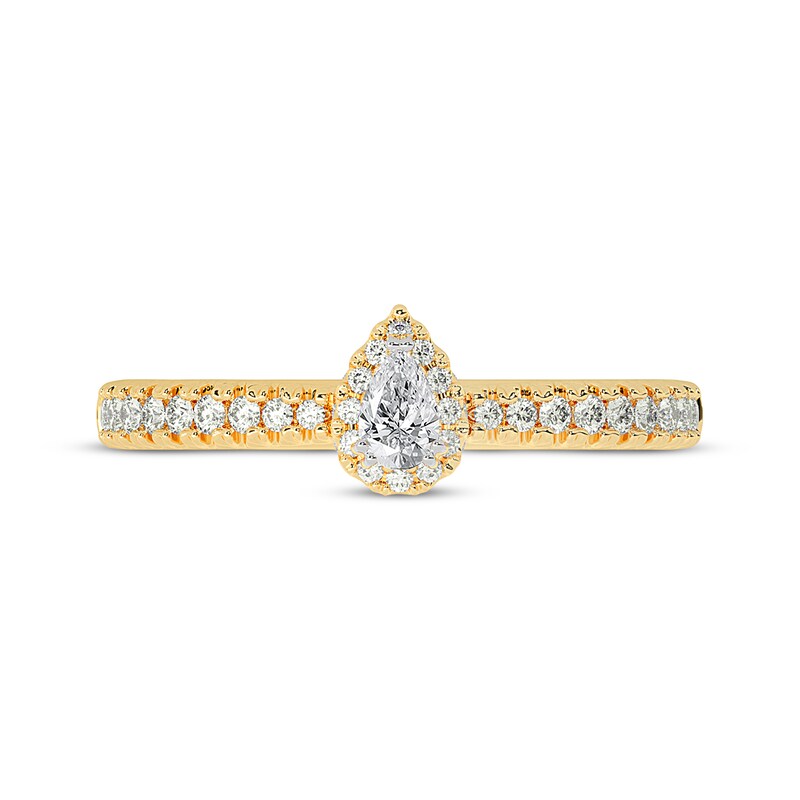 Pear-Shaped Diamond Halo Engagement Ring 3/8 ct tw 14K Yellow Gold
