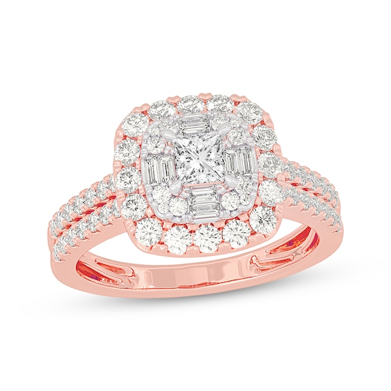 Adore Princess-Cut Diamond Engagement Ring 1-1/5 ct tw 14K Rose Gold