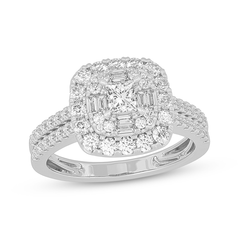Main Image 1 of Adore Princess-Cut Diamond Engagement Ring 1-1/5 ct tw 14K White Gold