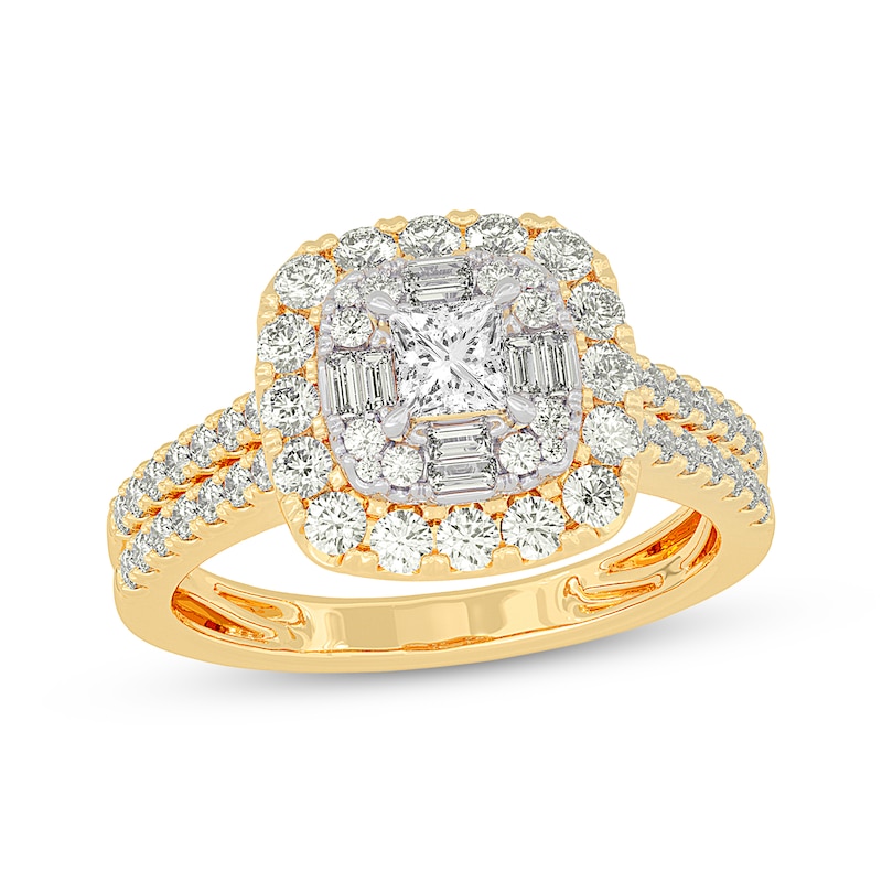 Main Image 1 of Adore Princess-Cut Diamond Engagement Ring 1-1/5 ct tw 14K Yellow Gold