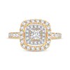 Thumbnail Image 3 of Adore Princess-Cut Diamond Double Cushion Halo Engagement Ring 1-3/8 ct tw 14K Yellow Gold