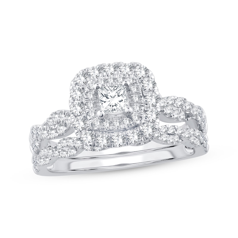 Princess-Cut Diamond Twist Shank Bridal Set 1 ct tw 14K White Gold