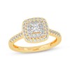 Thumbnail Image 1 of Adore Princess-Cut Diamond Cushion Halo Engagement Ring 5/8 ct tw 14K Yellow Gold