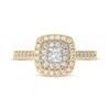 Thumbnail Image 3 of Adore Princess-Cut Diamond Cushion Halo Engagement Ring 5/8 ct tw 14K Yellow Gold