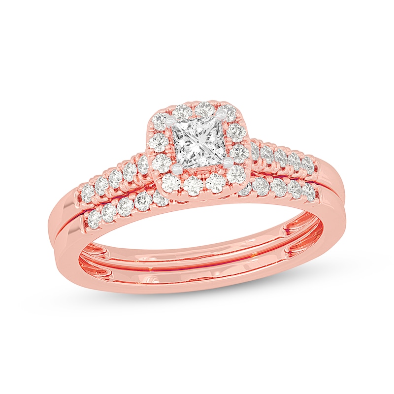 Princess-Cut Diamond Bridal Set 1/2 ct tw 14K Rose Gold