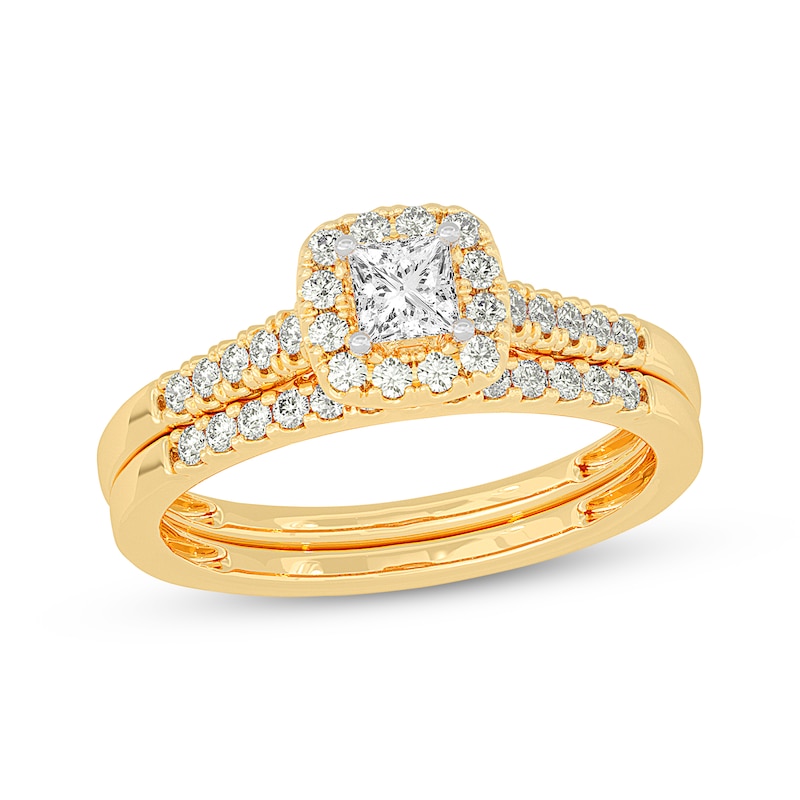 Princess-Cut Diamond Bridal Set 1/2 ct tw 14K Yellow Gold