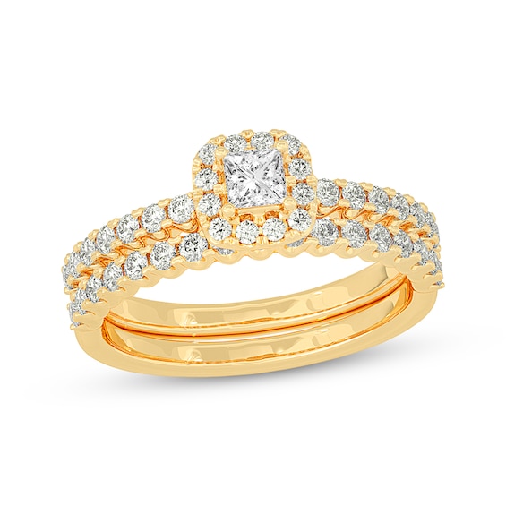 Princess-Cut Diamond Bridal Set 3/4 ct tw 14K Yellow Gold