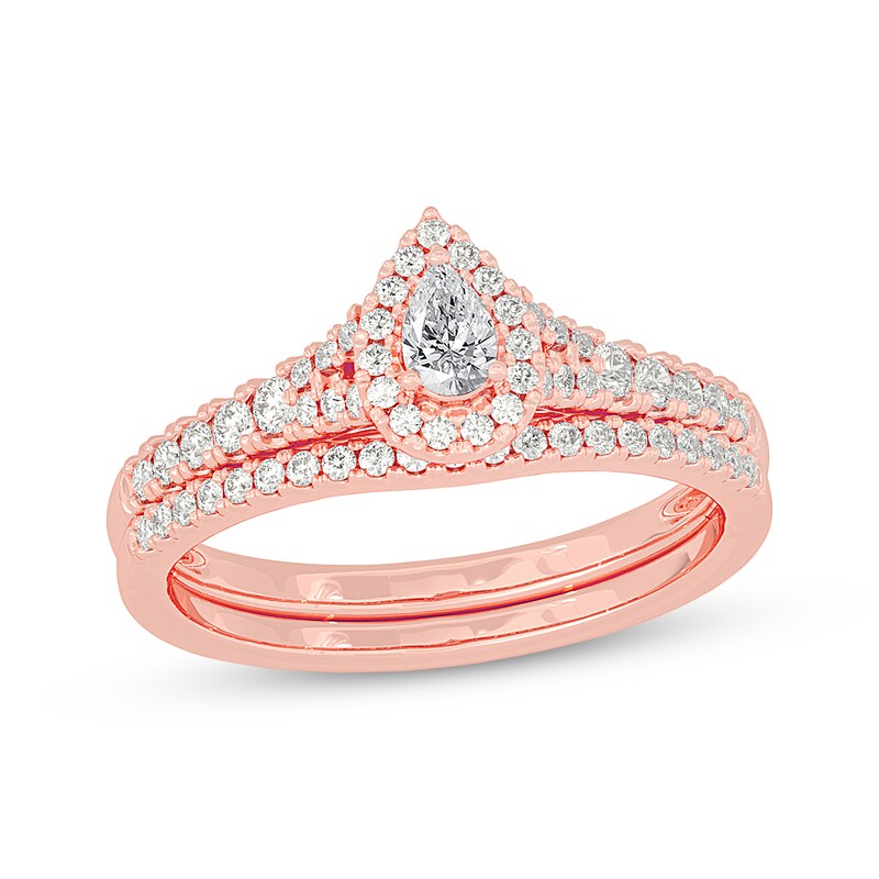 Main Image 1 of Adore Pear-Shaped Diamond Bridal Set 1/2 ct tw 14K Rose Gold