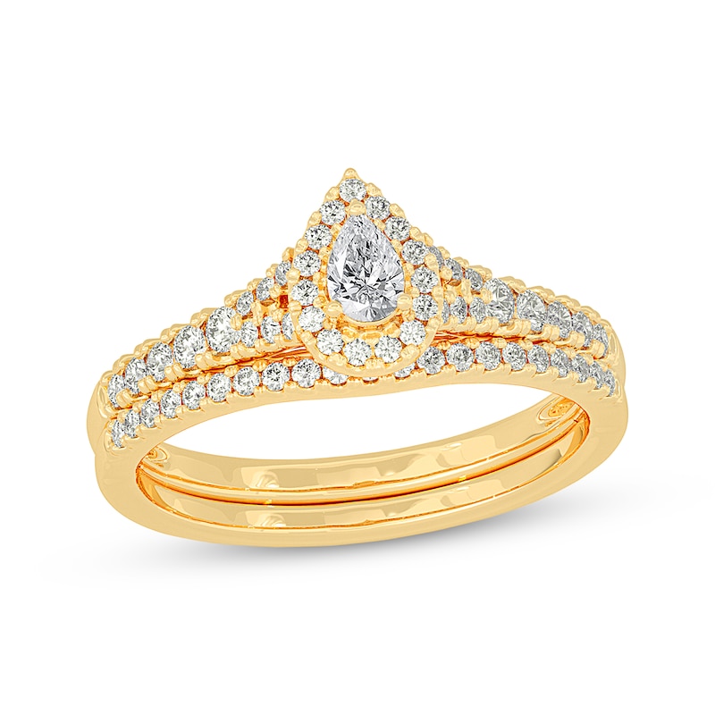 Pear-Shaped Diamond Bridal Set 1/2 ct tw 14K Yellow Gold
