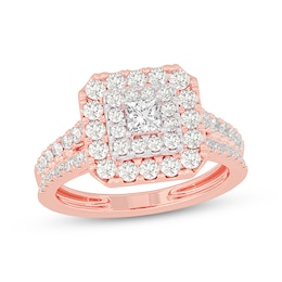 Adore Princess-Cut Diamond Double Frame Engagement Ring 1-1/5 ct tw 14K Rose Gold