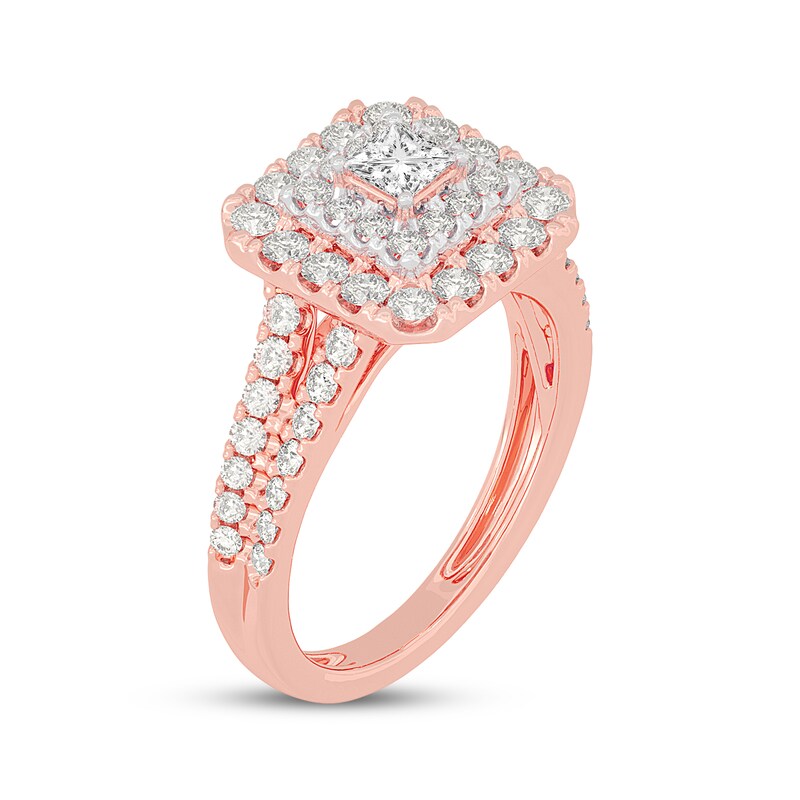 Main Image 2 of Adore Princess-Cut Diamond Double Frame Engagement Ring 1-1/5 ct tw 14K Rose Gold